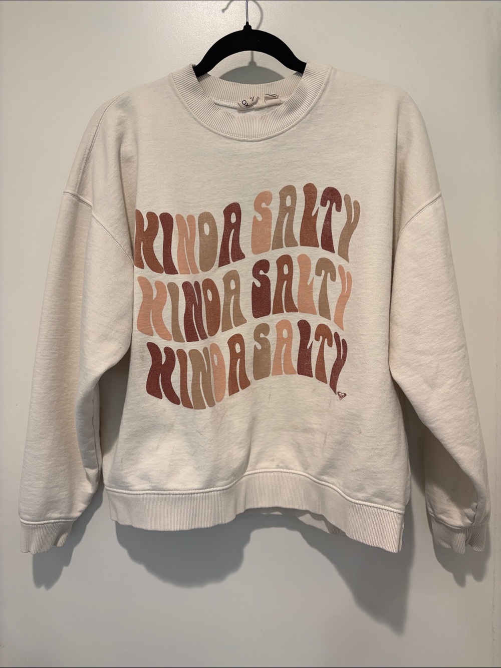 Roxy Cream 'Kinda Salty' Graphic Crewneck Sweatshirt - Brown & Tan Print